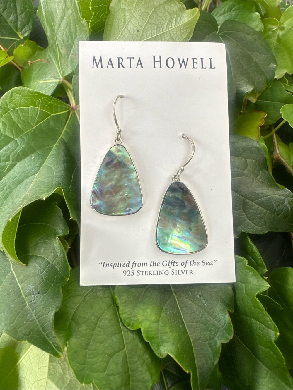 Marta Howell Sterling Silver Paua Abalone Hook Tri-oval Earrings